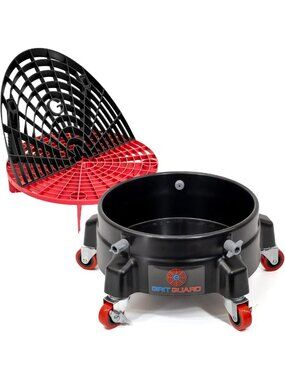 Durable Grit Guard Bucket Insert & Washboard Combo + Rolling Dolly with Wheels